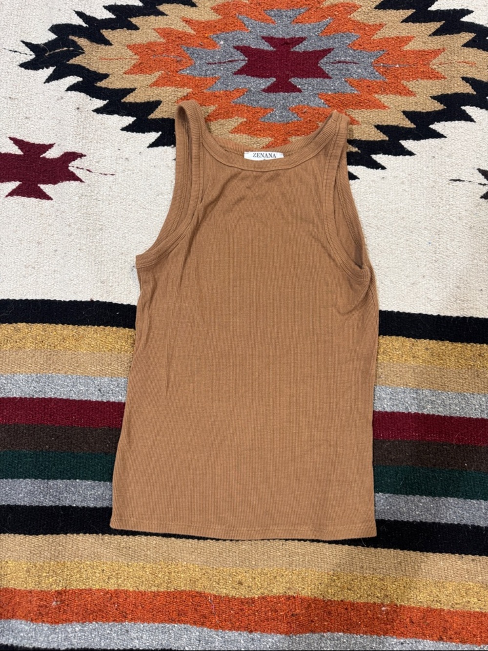 Zenana Outfitters Camel Ribbed Tank Top